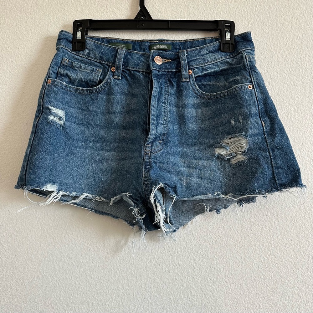 Wild Fable  Hi Rise Distressed Blue Denim Shorts